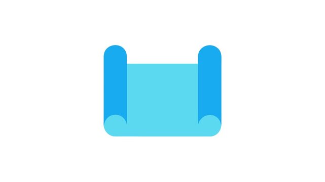 Flat design blue scroll graphic on White Background