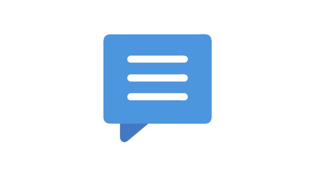 Blue message box icon isolated on a White Background