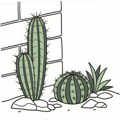 small cacti with a white wall background