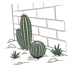 small cacti with a white wall background
