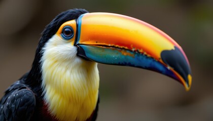 Obraz premium Colorful toucan with a large beak perched gracefully.