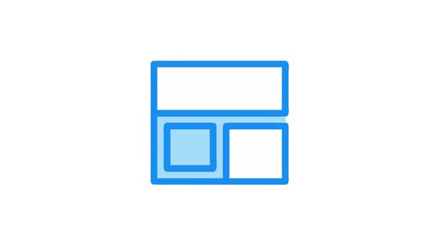 Website layout outline in flat style with blue accent