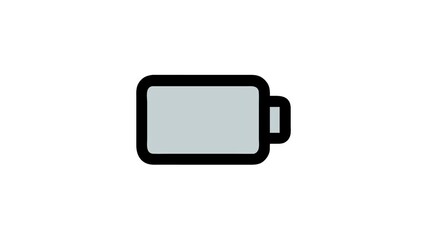 Flat digital illustration showing an almost depleted battery icon