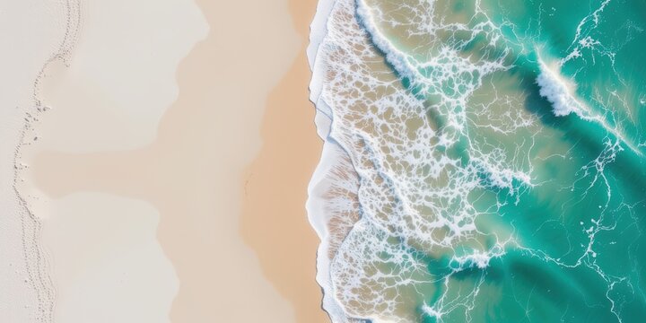 Aerial view of a beach with turquoise water and sandy shorelines.