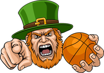 Leprechaun Celtic Irish Basketball Sports Mascot