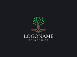 book and tree logo design vector 