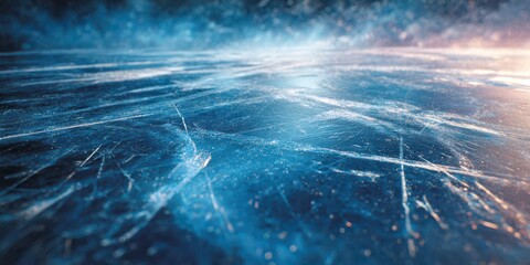 Abstract ice background with cracks and frost patterns, creating a cold and frozen winter landscape