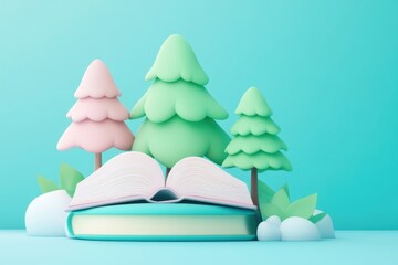 Booktok Defi ecosystem Nft lending Figma animation Ai book writing Vue formulate Skillshare kurzgesagt Three Trees Papernest Publishing industry, digital platforms, minimalism, 3D render. A depiction