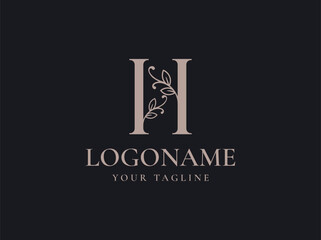 letter H luxury monogram logo design vector