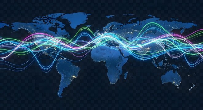 PNG. high speed data flow in the form of neon line of various shapes: stripe, zigzag, arc and curve on transparent background