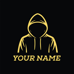 Faceless Hooded Figure Outline, Black and White Anonymous Person in Hoodie Icon, illustration, vector