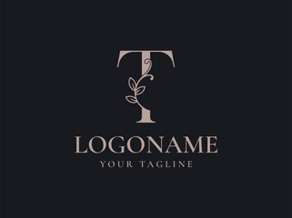 letter T luxury monogram logo design vector