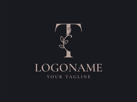 letter T luxury monogram logo design vector
