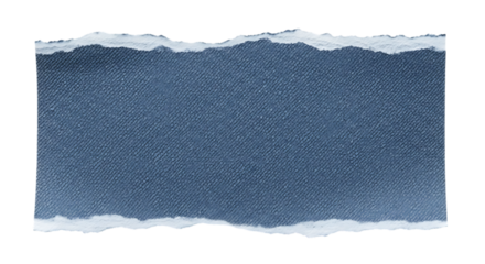 Blue Denim Fabric, Torn Edge Texture with White Fibers, cutout, PNG isolated on white or transparent background