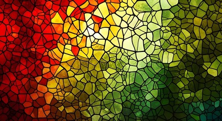 Stained Glass Mosaic Pattern Red Green Yellow