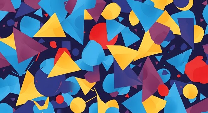 Abstract Geometric Shapes Pattern - Colorful Triangles Circles Squares Background Design - Powered by Adobe