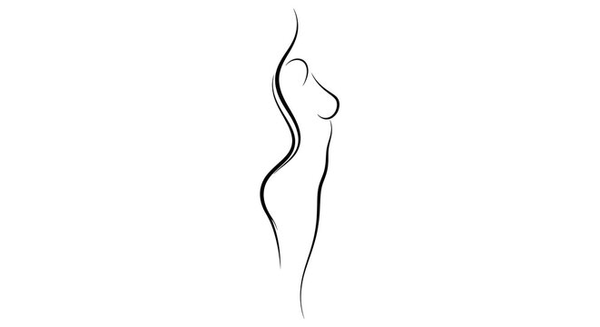 Elegant line art of a woman's figure against a white background, perfect for wellness, beauty, or fashion designs with a modern minimalist aesthetic
