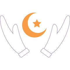 Islamic Symbol Of Hands Crescent Moon And Star Transparent Background Orange And Purple