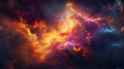 Fototapeta premium Colorful space nebula with glowing gas and stars. Abstract cosmic background of the universe and galaxy. Astronomy and science fiction wallpaper