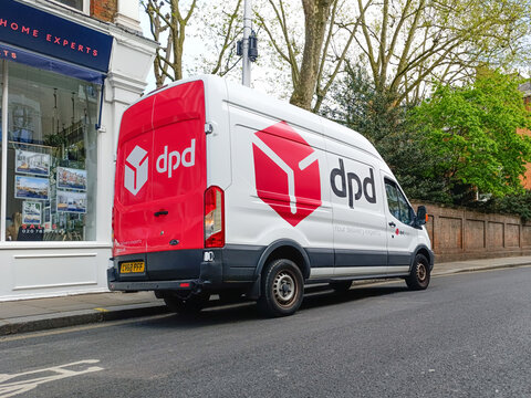 DPD courier van on a UK street. London, UK, 18 April 2024