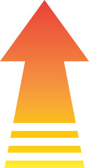 上に伸びる矢印　赤