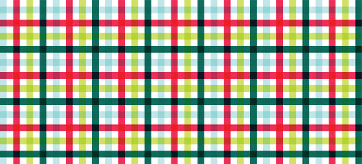 Bright and Modern Plaid Pattern Background in Festive Christmas Colors including Red, Lime Green, Aqua, and Forest Green for Fabric Design