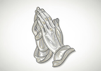 Stylized Praying Hands Illustration with Paper Quilling Effect.