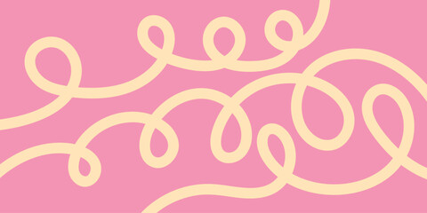 Simple Seamless Pattern of Curly Swirls and Looping Lines on a Solid Pastel Pink Background for Textile Design and Children's Prints