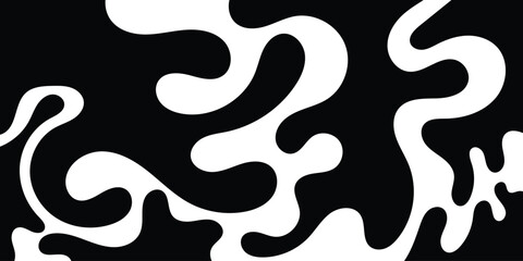 Black and White Abstract Background with Organic Flowing Shapes and Liquid Curves