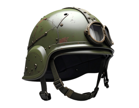Vintage Green Helmet with Goggles Steampunk Style