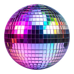 Shining Sphere of Celebration: A dazzling disco ball, a sphere of mirrored squares, radiates vibrant colors, capturing the electric energy of a party. 
