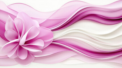 Pink flower abstract background flowing lines soft gradient white elegant modern decorative feminine artistic design create serene and graceful visual with gentle curves and delicate textures