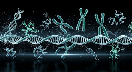 Discover the Blueprint of Life with this Stunning DNA Structure, Chromosomes, and Molecular Compounds Perfect for Science, Medicine, and Cutting-Edge Research Visuals