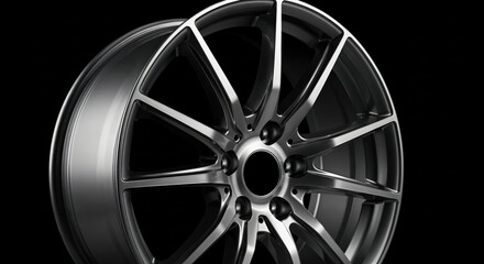 Obraz premium High-Performance Black Alloy Wheel for Sports Cars and Custom Vehicles