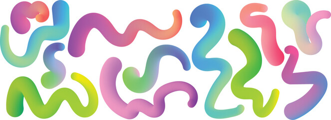 Abstract Wavy Gradient Tubes Fluid Organic Shapes Colorful Background vector