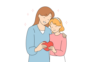 Gentle educational moment between mother and daughter indoors