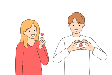 Activists showing affection through heartshaped hand signals for causes