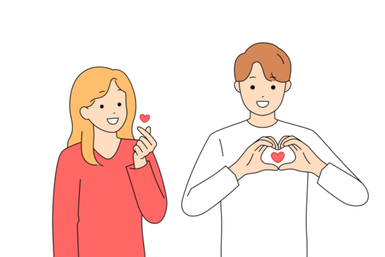 Activists showing affection through heartshaped hand signals for causes