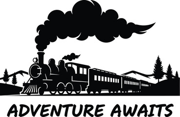 Obraz premium Train silhouette traveling across a vast landscape