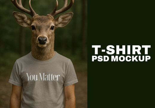 Creative Deer Themed Tshirt Mockup PSD