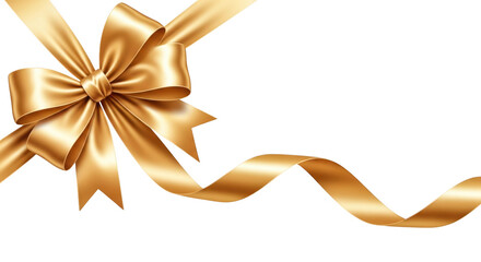 Obraz premium A golden ribbon bow, ideal for gift wrapping and festive decorations design