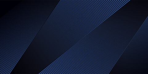 Modern dark blue banner background with geometric diagonal overlay and glowing lines eps 10