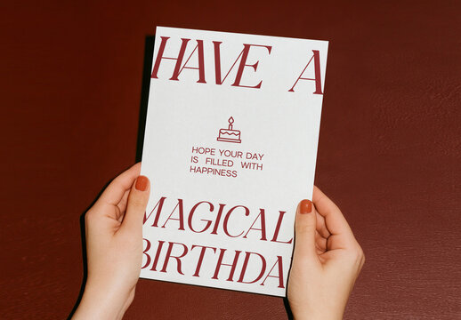 Elegant Birthday Card Mockup PSD