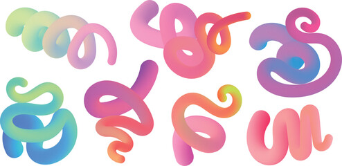 Collection of abstract fluid shapes with vibrant gradient colors vector
