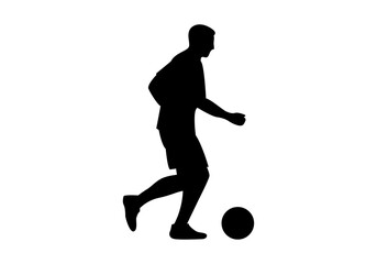 Silueta de jugador de fútbol masculino driblando o corriendo con el balón © Gabrieuskal