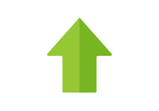 Icono de flecha verde apuntando hacia arriba para crecimiento o subida