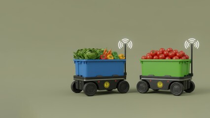 An autonomous smart carts carrying fresh produce, showcasing iot automation in cold chain logistics solutions