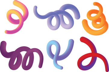 Six 3D abstract fluid shapes with gradient colors on white background vector