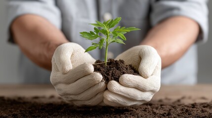 Healthy young plant seedling growing in soil demonstrating sustainable agriculture, eco-friendly gardening, and vibrant greenery in outdoor environment