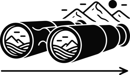 Binoculars silhouette vector focused on a distant landscape
